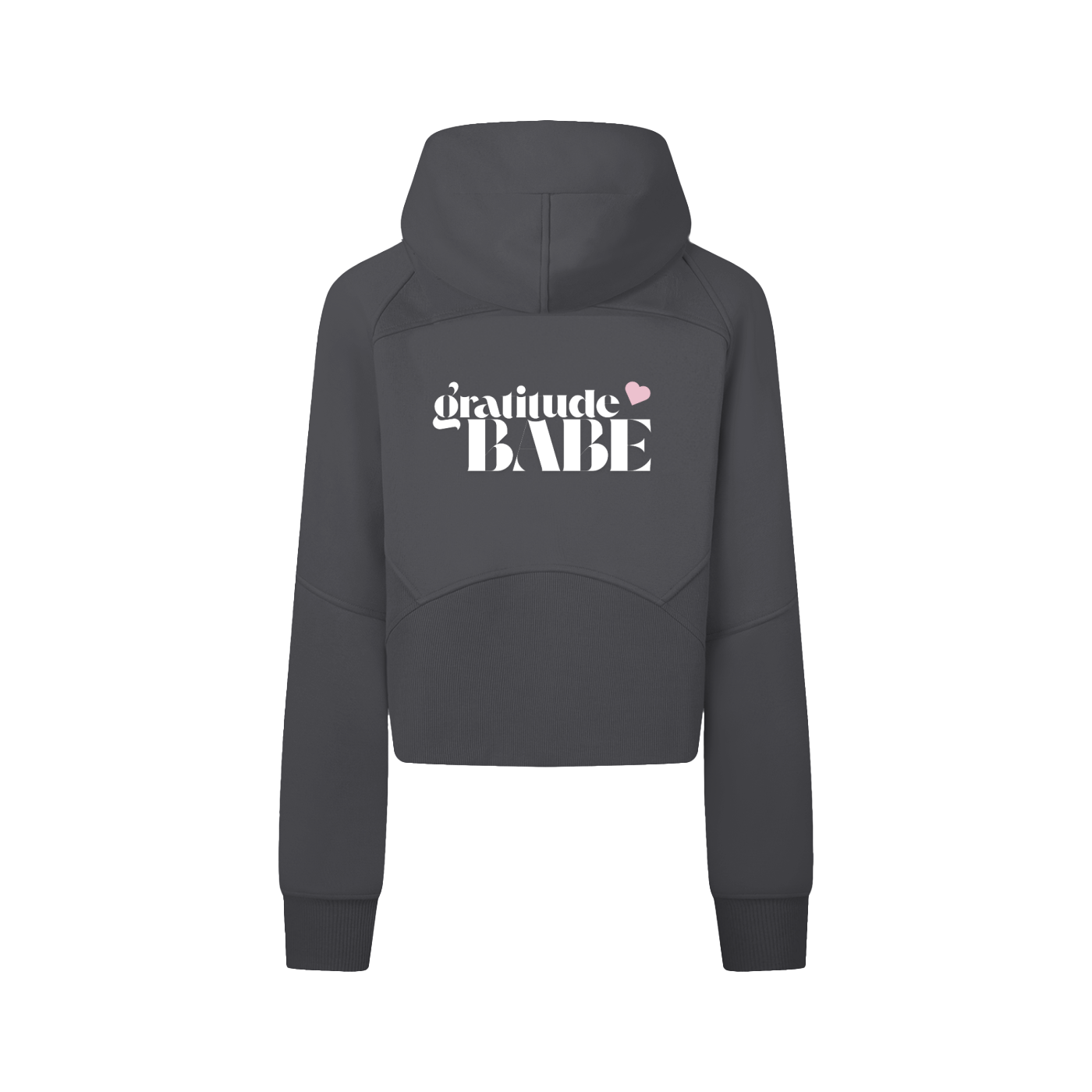 Gratitude Babe™ “Thank You, More Please” Cropped Zip-Through Hoodie