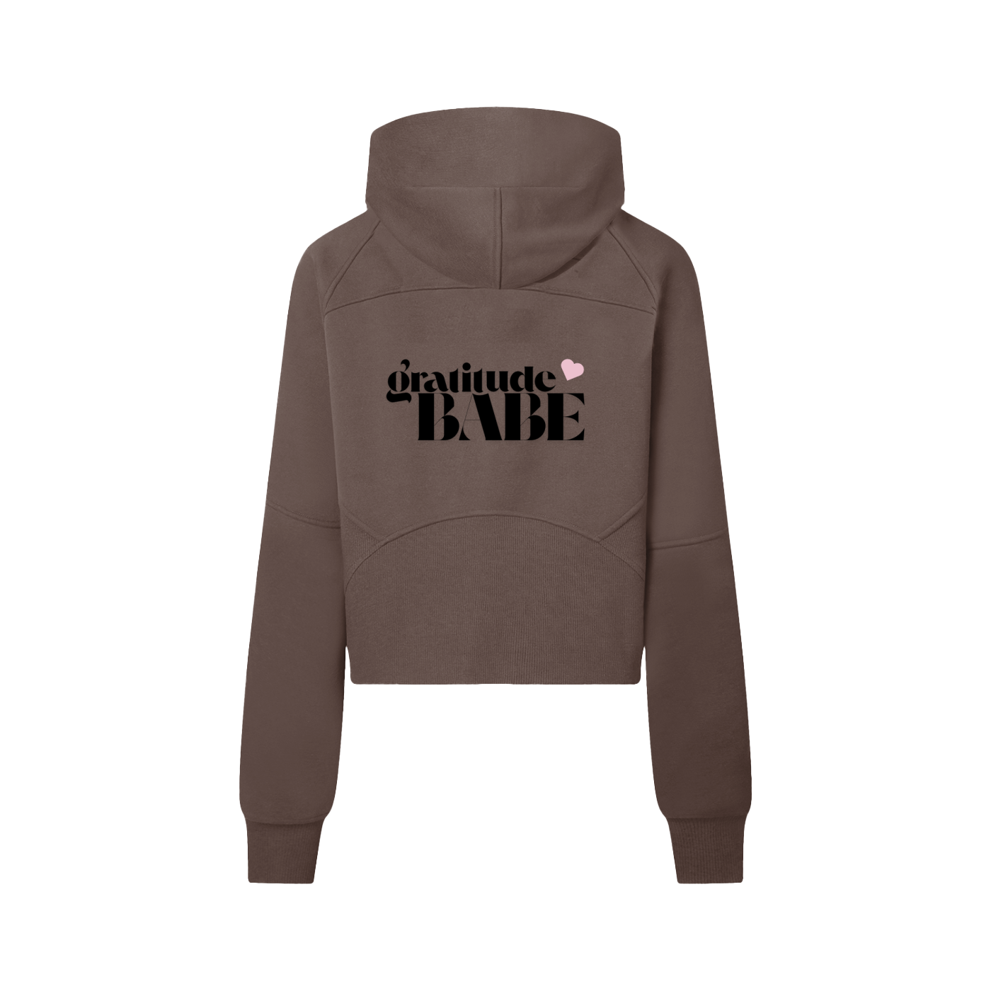Gratitude Babe™ “Thank You, More Please” Cropped Half-Zip Hoodie