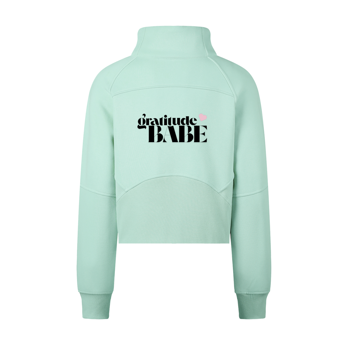Gratitude Babe™ "Thank You, More Please" Cropped Half-Zip Sweatshirt