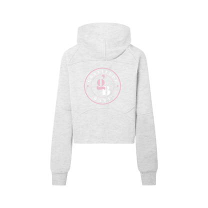 Gratitude Babe™ "Abundance Looks Good on Me" Cropped Half-Zip Hoodie