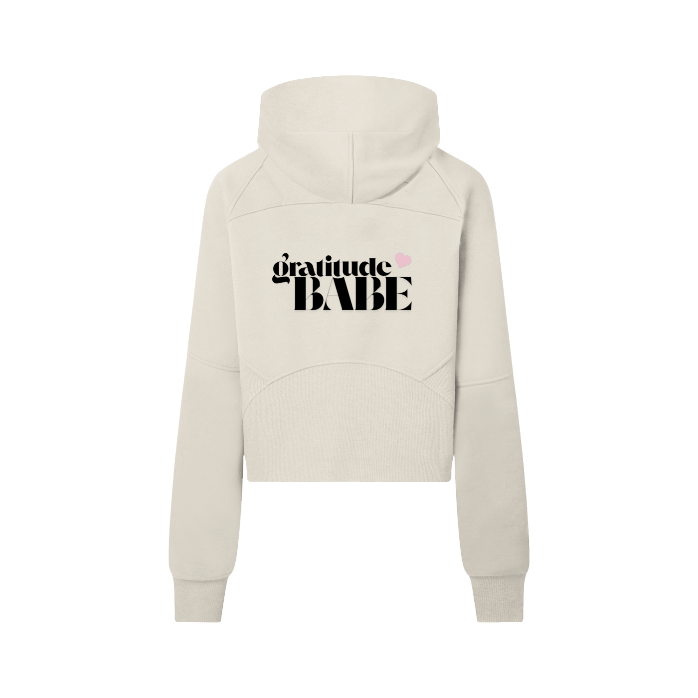 Gratitude Babe™ “Thank You, More Please” Cropped Half-Zip Hoodie