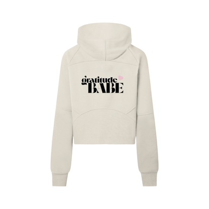 Gratitude Babe™ “Thank You, More Please” Cropped Half-Zip Hoodie