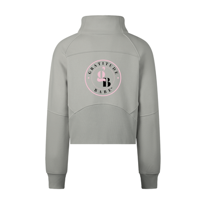 Gratitude Babe™ "Soft Rich Life" Cropped Half-Zip Sweatshirt