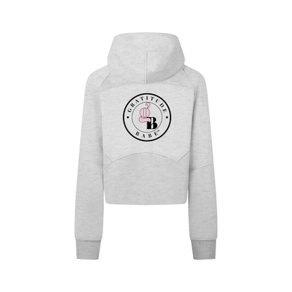 Gratitude Babe™ "Soft Rich Life" Cropped Zip-Through Hoodie