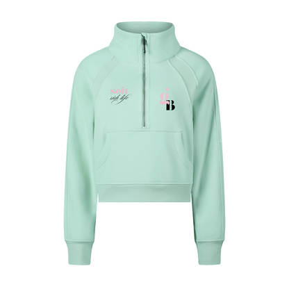 Gratitude Babe™ "Soft Rich Life" Cropped Half-Zip Sweatshirt