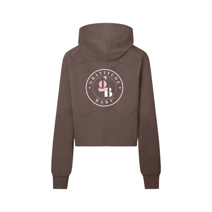 Gratitude Babe™ "Abundance Looks Good on Me" Cropped Half-Zip Hoodie