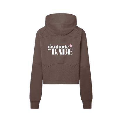 Gratitude Babe™ "Spiritually Spoiled" Cropped Half-Zip Hoodie