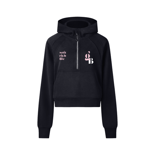 Gratitude Babe™ "Soft Rich Life" Cropped Half-Zip Hoodie - Gratitude Babe™