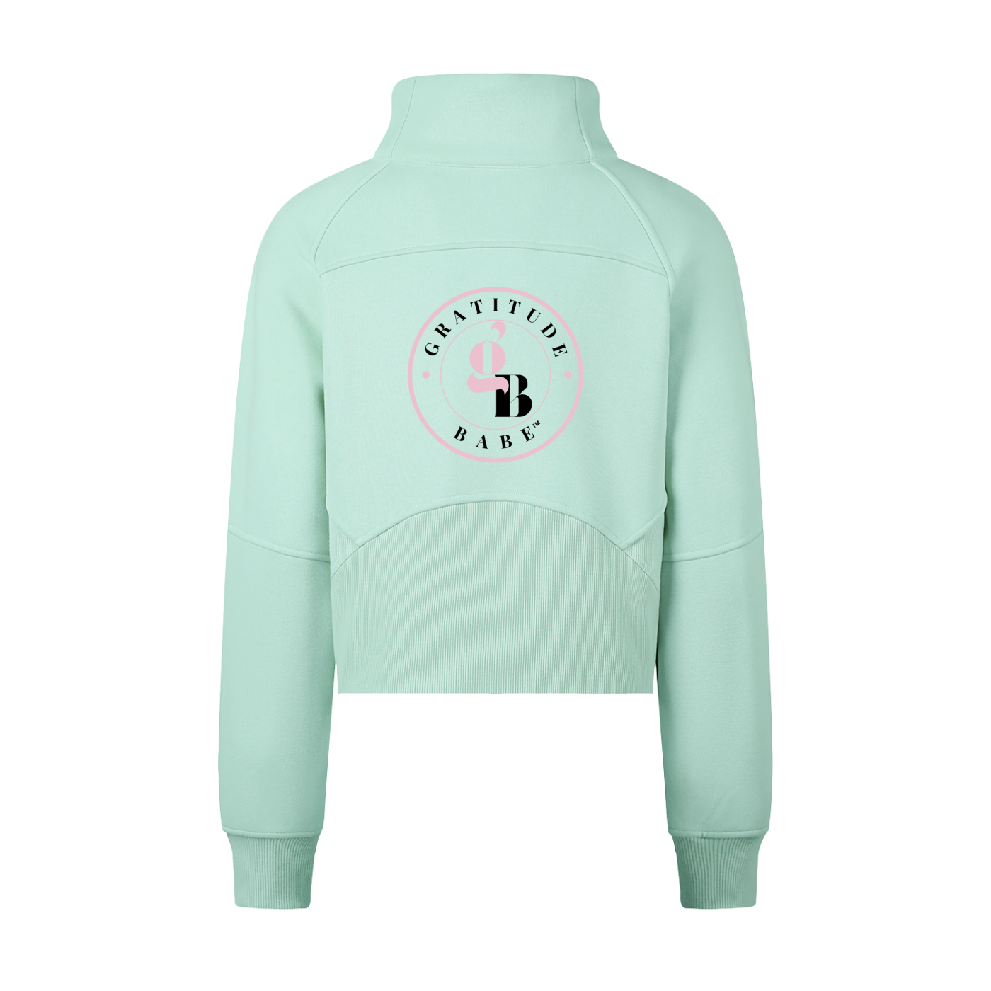 Gratitude Babe™ "Soft Rich Life" Cropped Half-Zip Sweatshirt