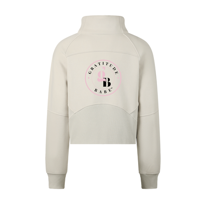 Gratitude Babe™ “Abundance Looks Good on Me” Cropped Half-Zip Sweatshirt