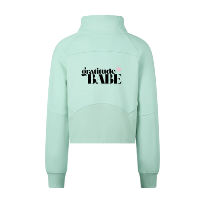 Gratitude Babe™ "Spiritually Spoiled" Cropped Half-Zip Sweatshirt