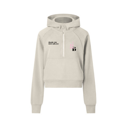 Gratitude Babe™ “Thank You, More Please” Cropped Half-Zip Hoodie