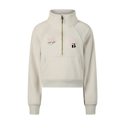 Gratitude Babe™ "Soft Rich Life" Cropped Half-Zip Sweatshirt - Gratitude Babe™
