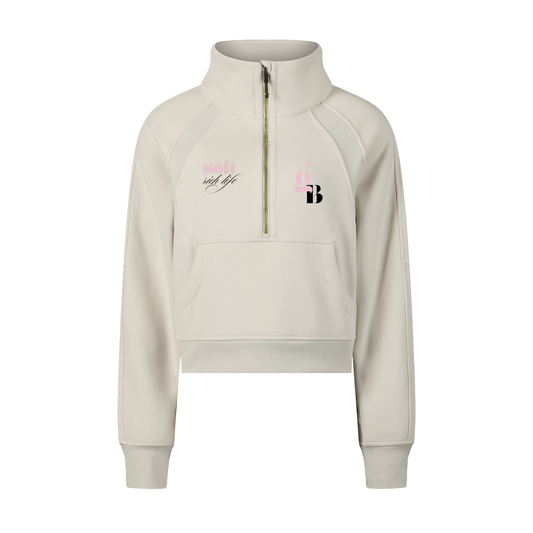 Gratitude Babe™ "Soft Rich Life" Cropped Half-Zip Sweatshirt - Gratitude Babe™