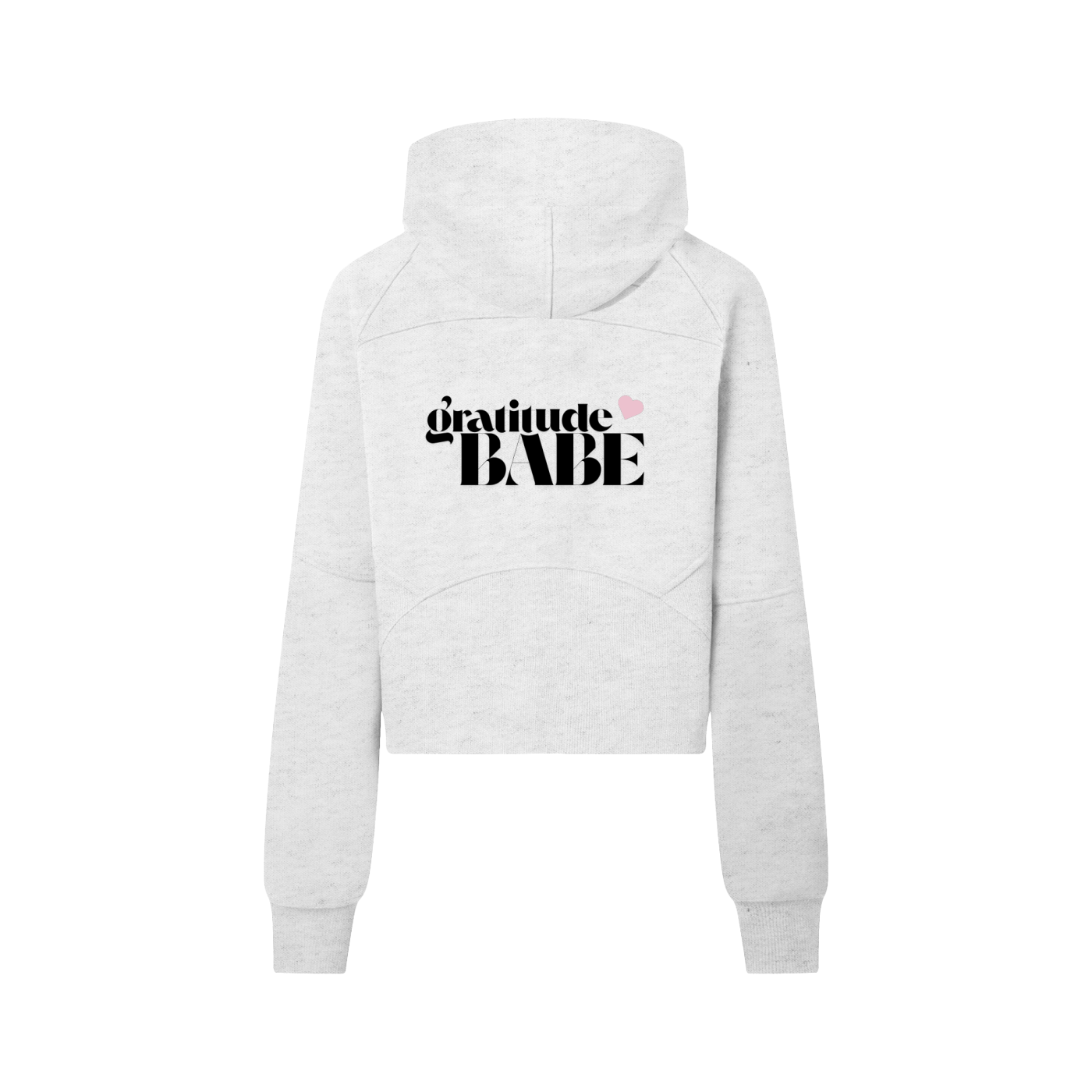 Gratitude Babe™ “Thank You, More Please” Cropped Half-Zip Hoodie
