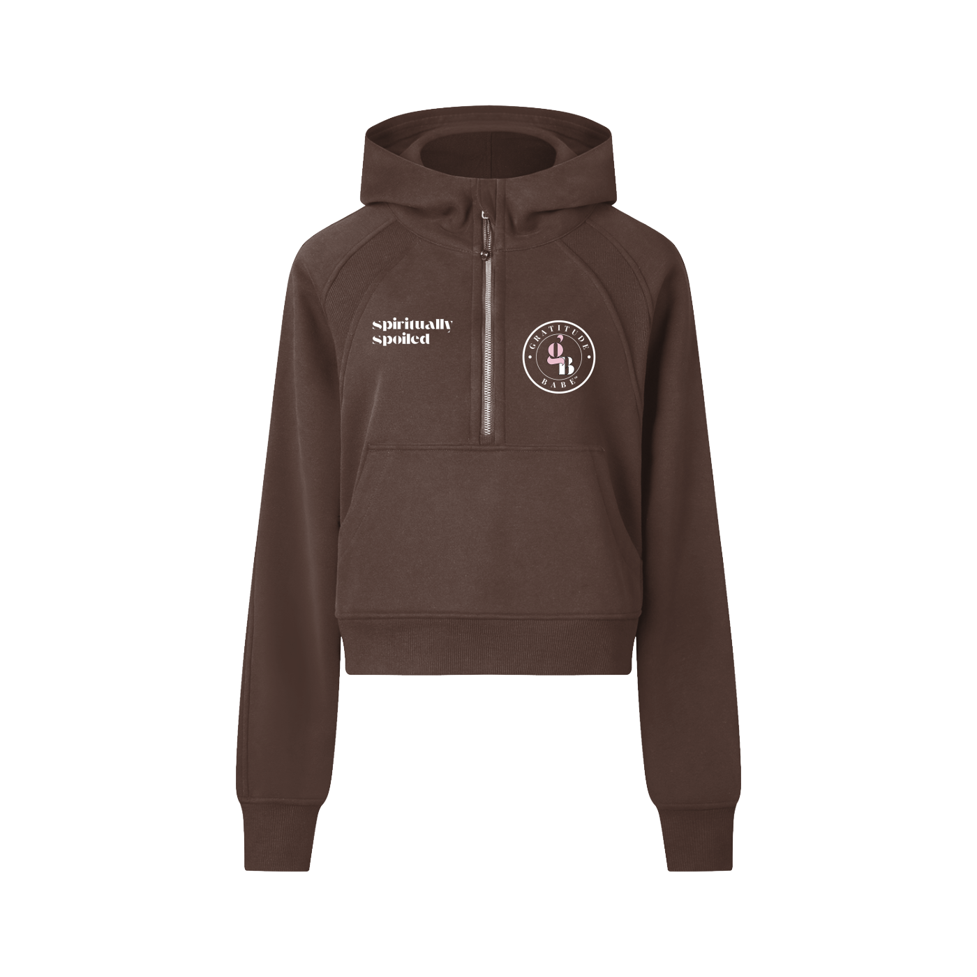 Gratitude Babe™ "Spiritually Spoiled" Cropped Half-Zip Hoodie