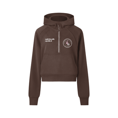 Gratitude Babe™ "Spiritually Spoiled" Cropped Half-Zip Hoodie