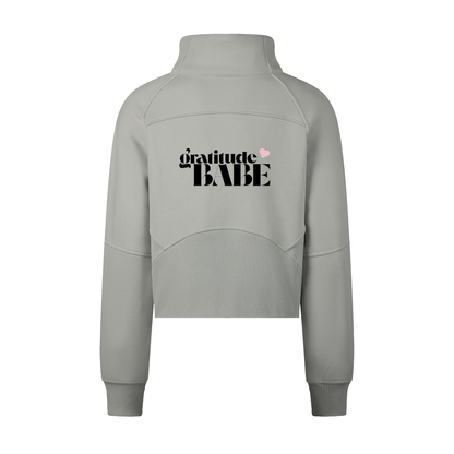 Gratitude Babe™ "Thank You, More Please" Cropped Half-Zip Sweatshirt