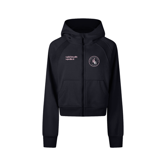 Gratitude Babe™ "Spiritually Spoiled" Cropped Zip-Through Hoodie - Gratitude Babe™
