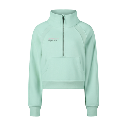 Gratitude Babe™ “Abundance Looks Good on Me” Cropped Half-Zip Sweatshirt -Gratitude Babe™