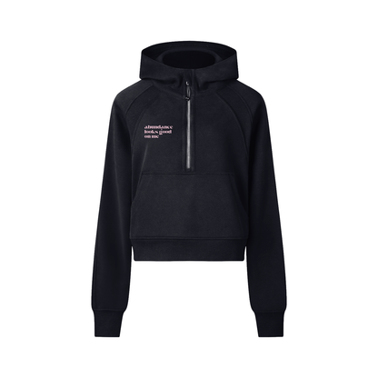 Gratitude Babe™ "Abundance Looks Good on Me" Cropped Half-Zip Hoodie - Gratitude Babe™
