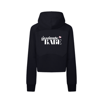 Gratitude Babe™ "Spiritually Spoiled" Cropped Zip-Through Hoodie
