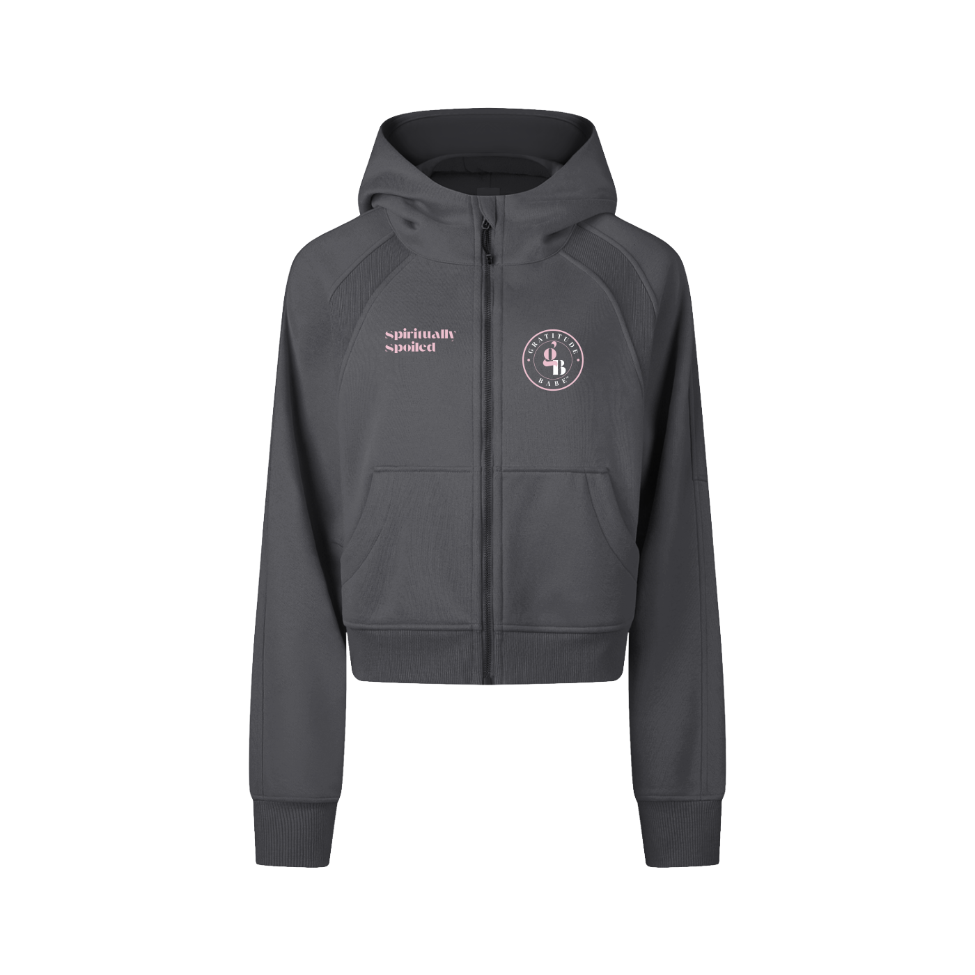 Gratitude Babe™ "Spiritually Spoiled" Cropped Zip-Through Hoodie