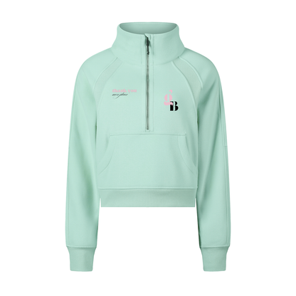 Gratitude Babe™ "Thank You, More Please" Cropped Half-Zip Sweatshirt