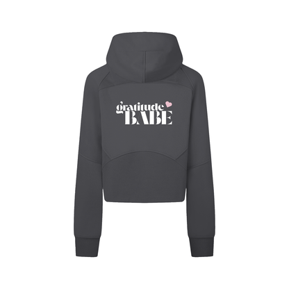 Gratitude Babe™ "Spiritually Spoiled" Cropped Zip-Through Hoodie