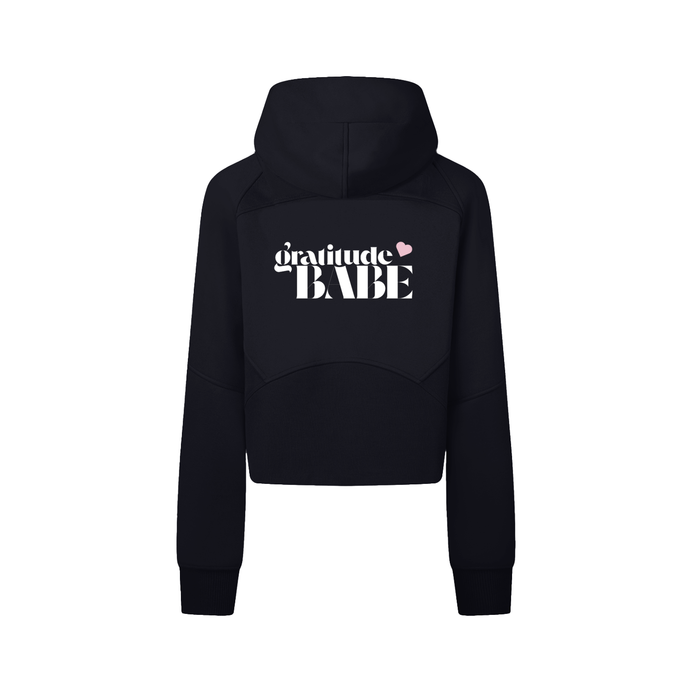 Gratitude Babe™ “Thank You, More Please” Cropped Zip-Through Hoodie