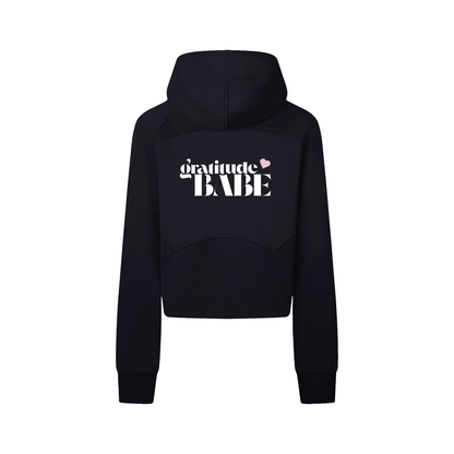 Gratitude Babe™ “Thank You, More Please” Cropped Zip-Through Hoodie