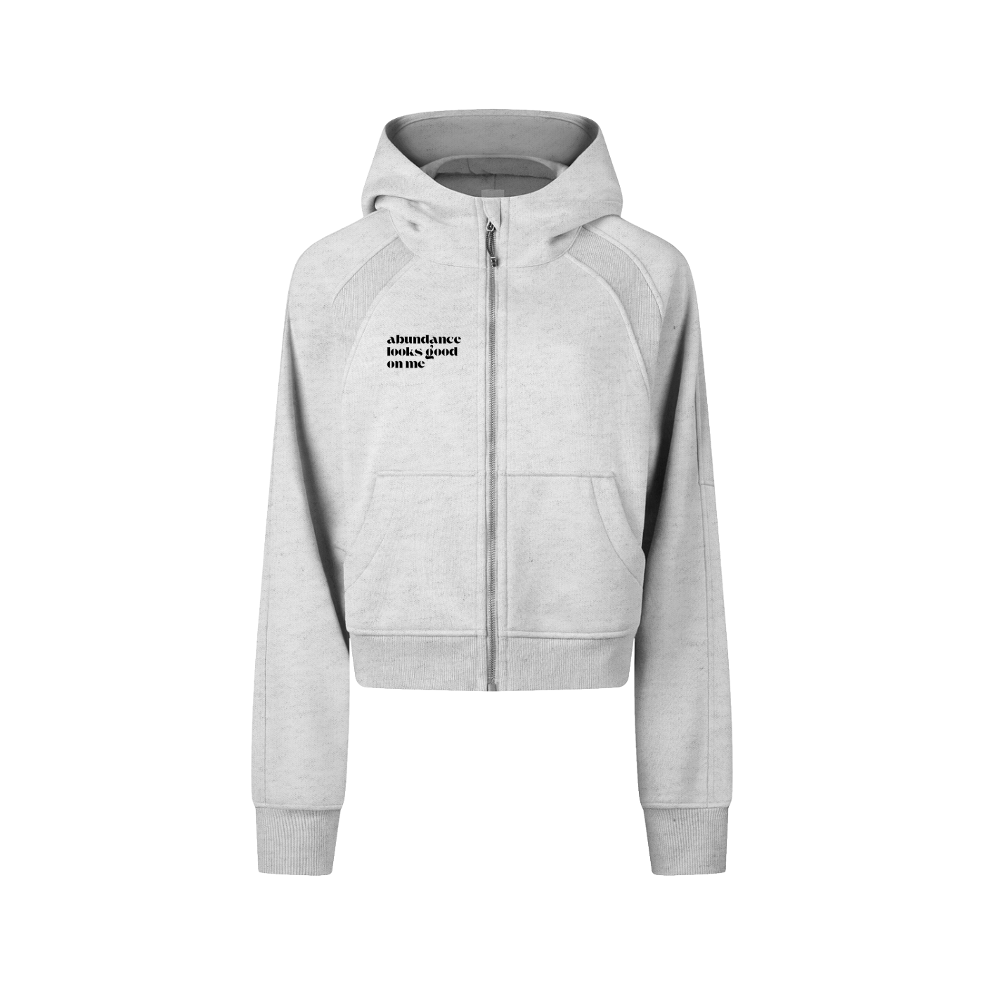 Gratitude Babe™ "Abundance Looks Good on Me" Cropped Zip-Through Hoodie