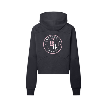 Gratitude Babe™ "Abundance Looks Good on Me" Cropped Half-Zip Hoodie