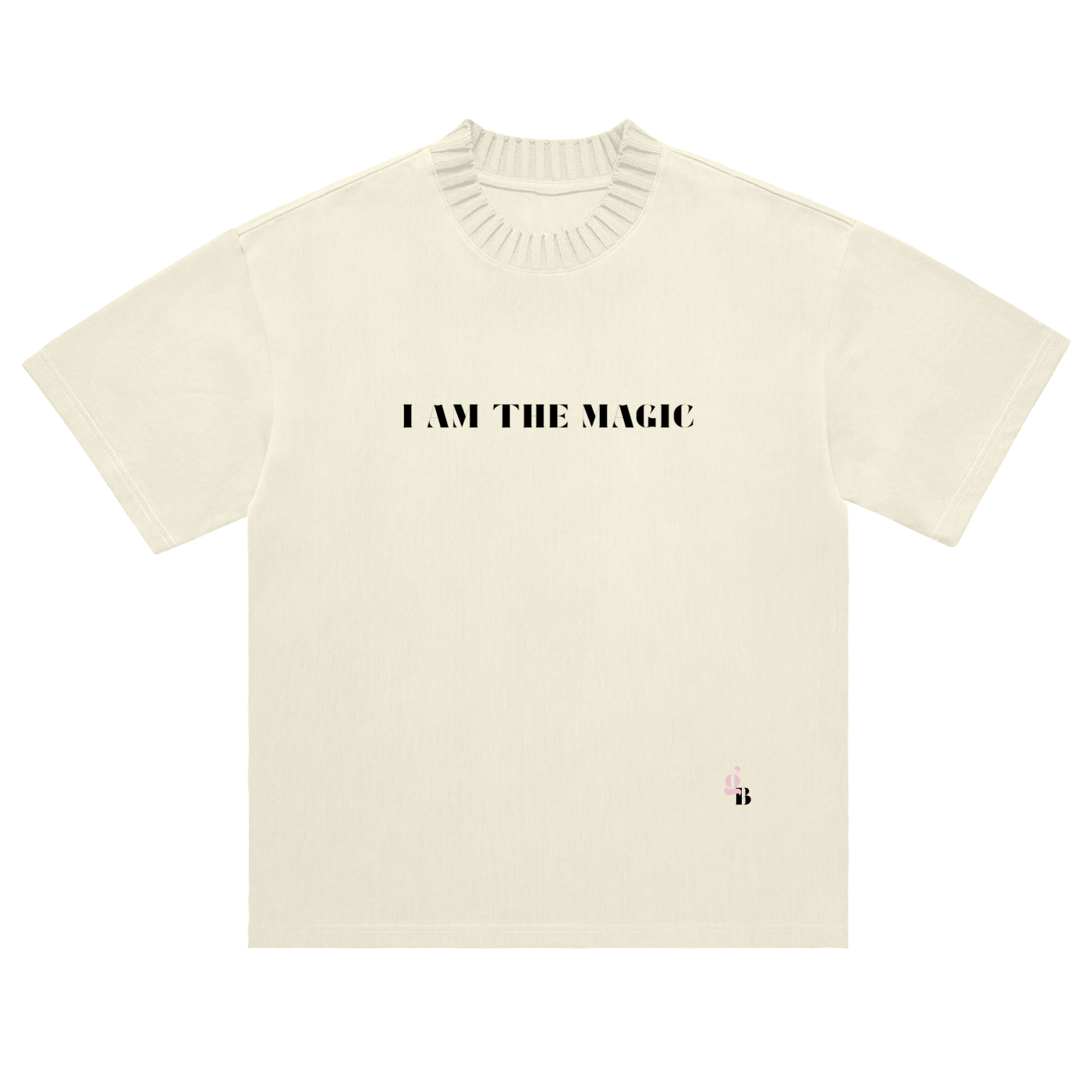 Gratitude Babe™ I Am Magic Heavyweight Knitted Round Neck Tee Apricot - Gratitude Babe™