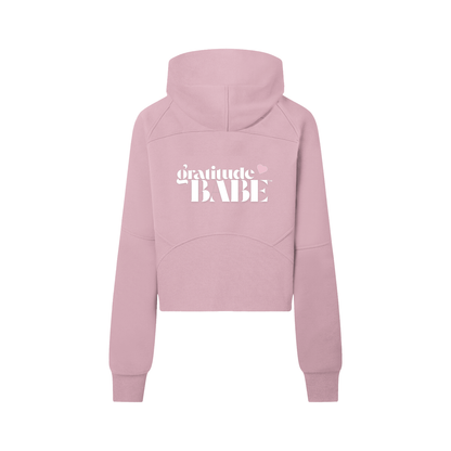 Gratitude Babe™ "Spiritually Spoiled" Cropped Half-Zip Hoodie